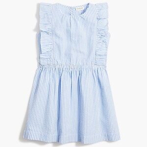 Crewcuts Seersucker blue and white stripped ruffle girls dress- Size 7